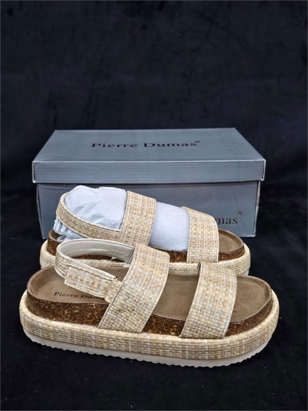 Pierre Dumas Max-1 Platform Sandals Natural Combo size 6